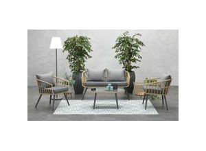 4250952342673 - FRANKLIN Alu Lounge Set Gartenmöbel Sitzgruppe grau