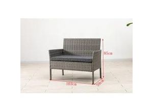 4250952343717 - Gardissimo BERN Polyrattan 2er-Gartenbank 103x59x85cm old-grey