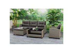 4250952343731 - Gardissimo TURIN Ecklounge Polyrattan Gartenmöbel Gruppe grau