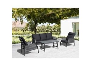 4250952343830 - Gardissimo ROMA Rope Alu Lounge Set Gartenmöbel Sitzgruppe grau