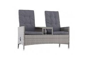 4250952345926 - Mandalika Garden LOVESEAT 2er Gartenbank Polyrattan Bank verstellbar - grau