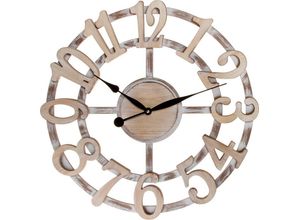 4250965953316 - Wanduhr MYFLAIR MÖBEL & ACCESSOIRES - Natur - Wanduhren Gr B H 6 cm x 70 cm beige (natur) Wanduhren XXL rund Ø 60 cm dekorativ in Küche & Wohnzimmer