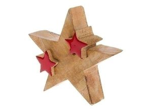 4250965954276 - Dekostern MYFLAIR MÖBEL & ACCESSOIRES Star Deko Puzzle Stern mit kleinen Sternen Dekosterne Gr B H T 14 cm x 14 cm x 3 cm rot (natur rot) Weihnachtssterne Weihnachtsdeko aus Holz Weihnachtsstern Höhe ca 14 cm