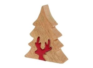 4250965956508 - Myflair Möbel & Accessoires Dekobaum Deko Puzzle Baum mit Rentier (Set 2 St) Weihnachtsdeko aus Holz Weihnachtsbaum Höhe ca 17 cm braun|rot