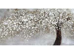 4250965957291 - Ölbild HOME AFFAIRE Albero Bilder Gr B H T 80 cm x 40 cm x 35 cm Querformat weiß (weiß silber) Ölbilder Bilder handbemalt