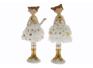 4250965959806 - Weihnachtsfigur MYFLAIR MÖBEL & ACCESSOIRES Ballerinen mit Röckchen im Feder-Look Weihnachtsdeko Dekofiguren Gr H 15 cm goldfarben (weiß goldfarben) Figur Weihnachtsdekoration Weihnachtsfigur Weihnachtsengel Weihnachtsfiguren Dekofiguren