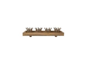 4250965968044 - Home affaire Kerzenhalter mit liebevoll gestalteten Krönchen (1 St) Adventsleuchter aus Holz und Metall Breite ca 47 cm silberfarben