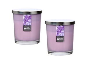 4250977568744 - - Maxi Duft-Kerzenglas Windlicht 110 95 mm mit Deckel 2er Set versch Aromen Lavender Fields