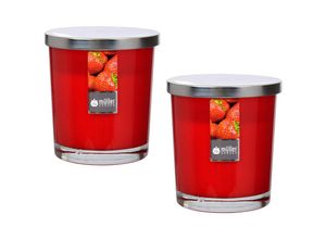 4250977568768 - - Maxi Duft-Kerzenglas Windlicht 110 95 mm mit Deckel 2er Set versch Aromen Strawberry Love