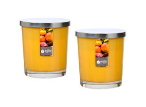 4250977568775 - - Maxi Duft-Kerzenglas Windlicht 110 95 mm mit Deckel 2er Set versch Aromen Exotic Fruits