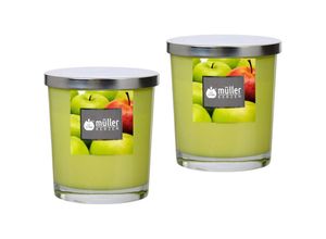 4250977568782 - - Maxi Duft-Kerzenglas Windlicht 110 95 mm mit Deckel 2er Set versch Aromen Juicy Apple