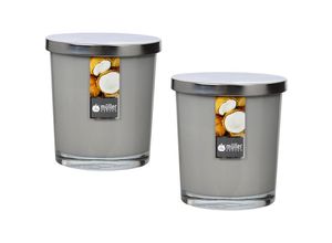 4250977568829 - - Maxi Duft-Kerzenglas Windlicht 110 95 mm mit Deckel 2er Set versch Aromen Coconut Island