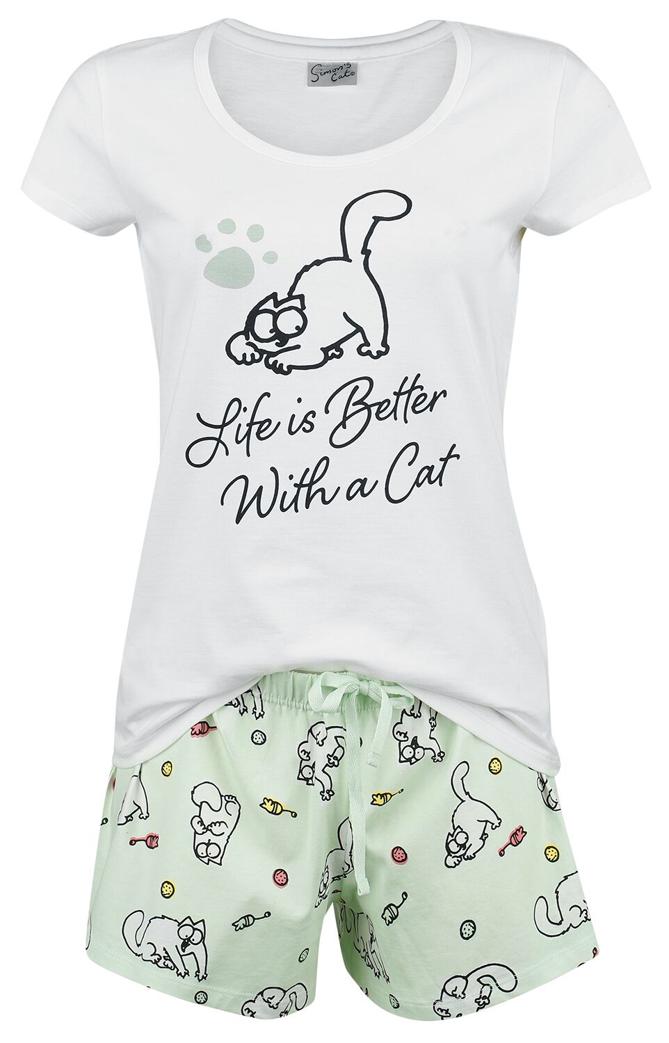 4250979868576 - Simons Cat Life Is Better With A Cat Schlafanzug multicolor in M