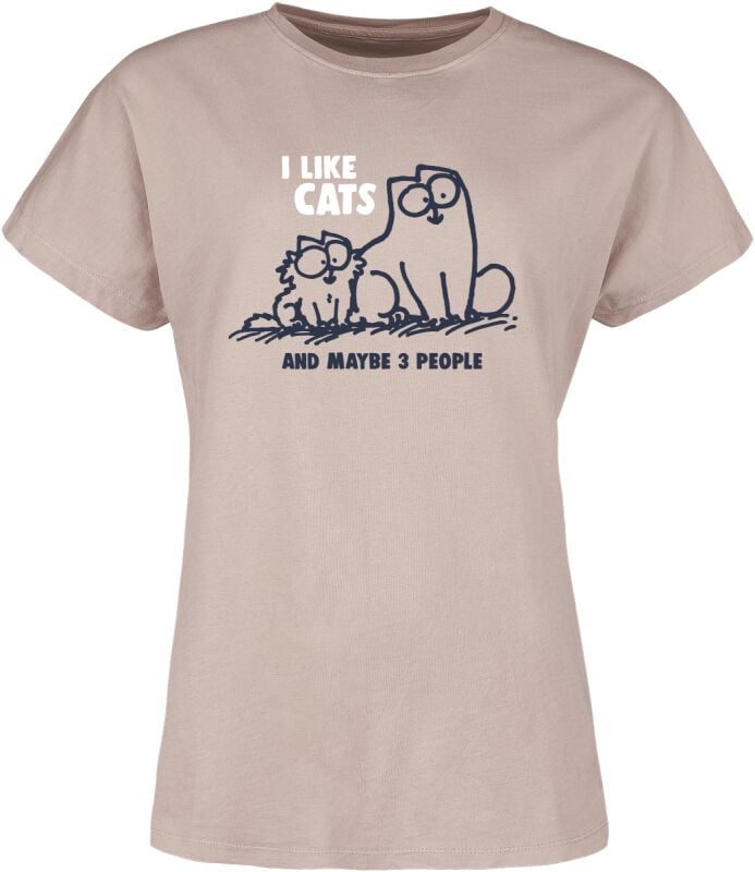 4250979870388 - Simons Cat I Like Cats And Maybe 3 People T-Shirt altrosa in S