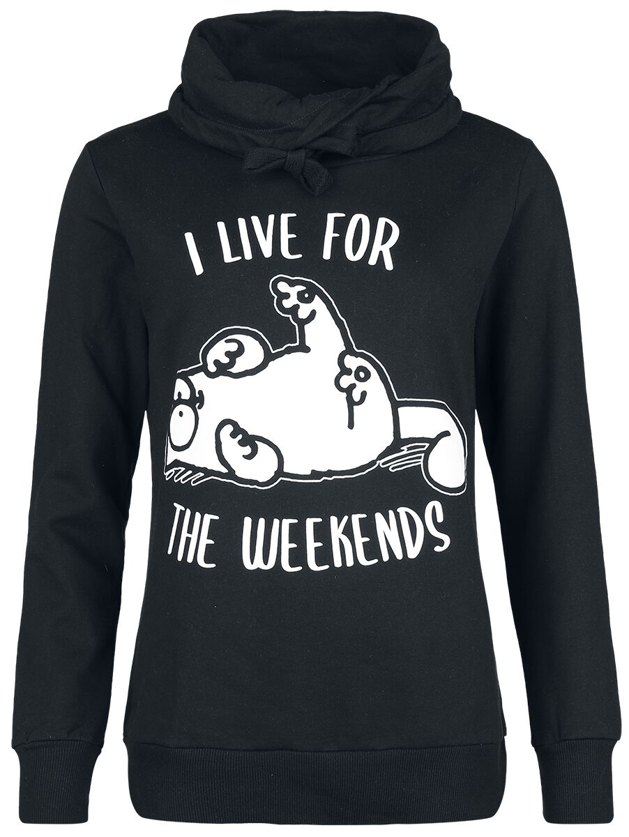 4250979871460 - Simons Cat I Live For The Weekends Sweatshirt schwarz in S