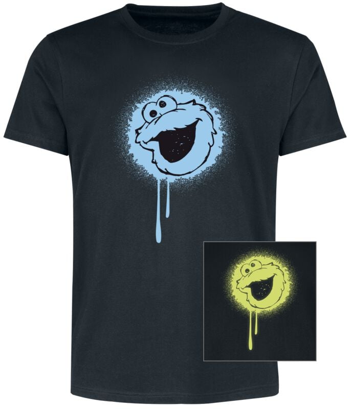 4250979874225 - Cookie Monster - Leuchtet im Dunkeln T-Shirt schwarz in S