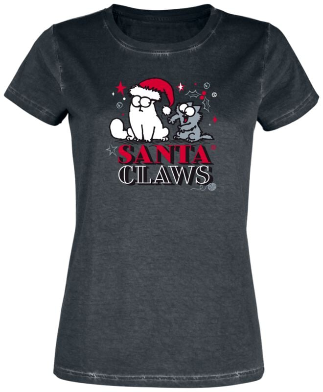 4250979874669 - Simons Cat Santa Claws T-Shirt schwarz in S