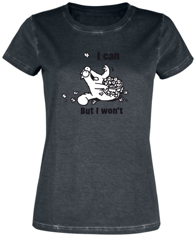 4250979874843 - Simons Cat I Can - But I Won`t T-Shirt schwarz in S