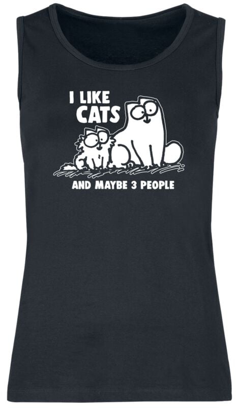 4250979880400 - Simons Cat I Like Cats And Maybe 3 People Tank-Top schwarz in M 4250979880400 - Simons Cat I Like Cats And Maybe 3 People Tank-Top schwarz in M