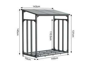 4251001829565 - Brennholzlagerabdeckung Wetterschutz für Kaminholz outdoor Schutzhülle 145x143x70cm