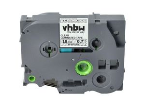 4251004675749 - 1x Schriftband-Kassette kompatibel mit Brother pt 1000 bts 1000 f 1800 e 1850 1800 1750 Etiketten-Drucker 18mm Schwarz auf Transparent - Vhbw