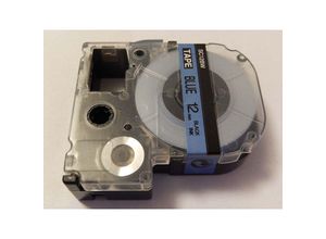 4251004676852 - Kassette Patronen Schriftband 12mm blau kompatibel mit KingJim SR230C SR530C SR3900C SR180 SR150 SR-PBW1 Ersatz für LC-4LBP SC12BW - Vhbw
