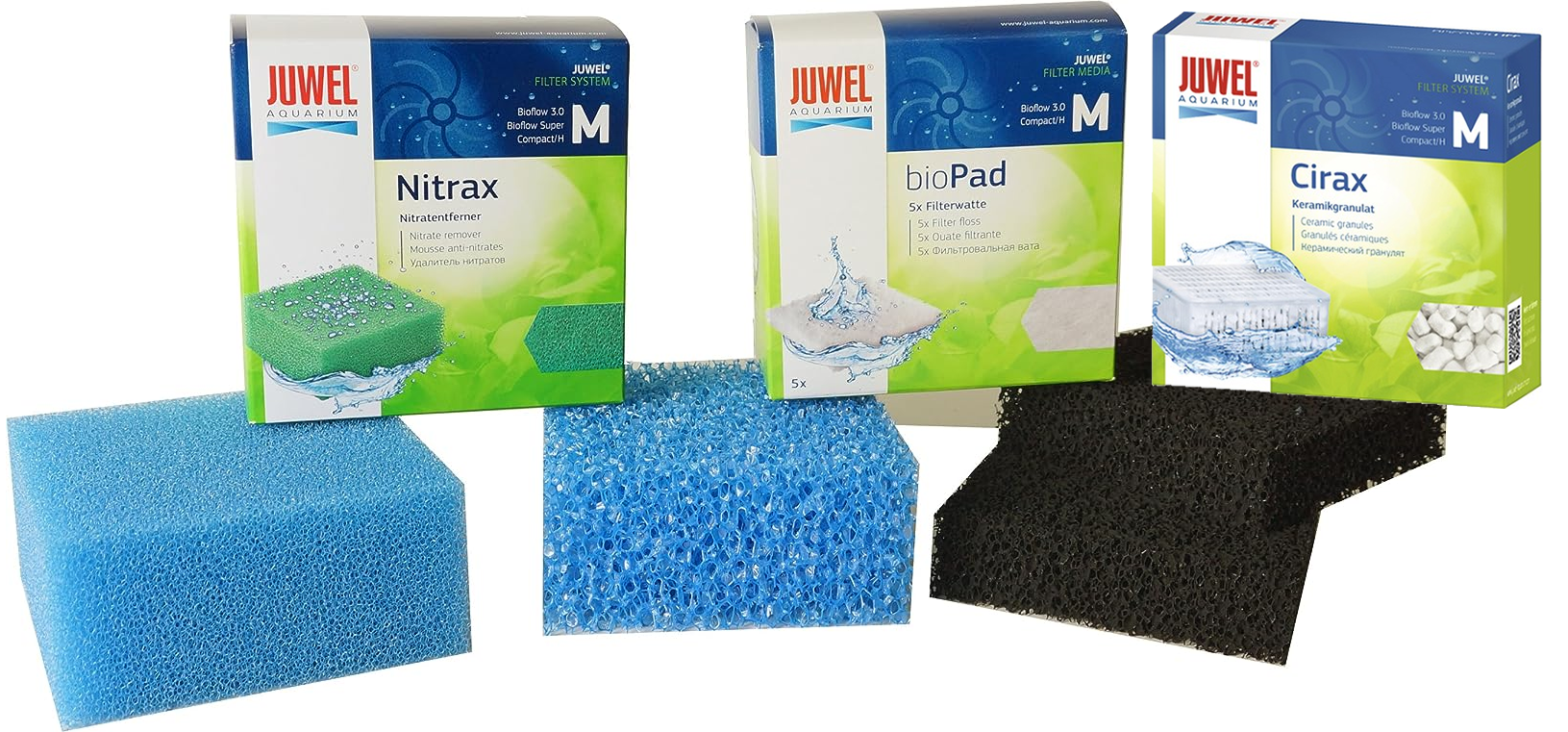 4251016202476 - Filter Set mit Cirax - für alle Juwel Bioflow Innenfilter mit Filterschwamm Kohleschwamm Biopad Nitrax Cirax (M - Bioflow 30)