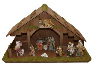 4251020760320 - Krippe ALFRED KOLBE Krippenstall Weihnachtskrippen braun mit 11 cm Poly-Figuren 11tlg