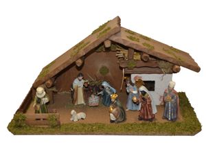 4251020760337 - Krippe ALFRED KOLBE Krippenstall Weihnachtskrippen braun mit 11 cm Poly-Figuren 11tlg