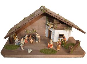 4251020760429 - Krippe ALFRED KOLBE Krippenstall Weihnachtskrippen braun mit 9 cm Poly-Figuren 11tlg