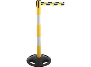 4251021125838 - Absperrpfosten RS-Guidesystems® GLA 25 gelb-weiß Gurtband gelb-schwarz reflektierend ausziehbar bis 35 m Ø 410 x H 1000 mm Gummi & Kunststoff 1 Stück