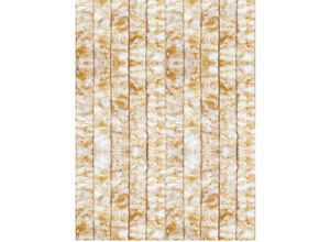 4251028118932 - Flauschvorhang 100x200cm ( Meliert Beige Weiß ) perfekter Insekten- und Sichtschutz für Ihre Balkon- und Terrassentür viele Farben - Meliert beige