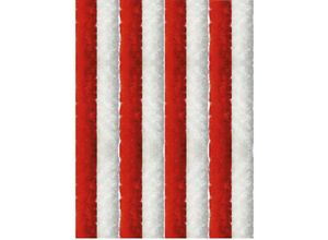 4251028121581 - Flauschvorhang 120x200cm ( Rot-Weiß ) perfekter Insekten- und Sichtschutz für Ihre Balkon- und Terrassentür viele Farben - Unistreifen rot - weiß
