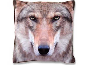 4251028127316 - Bestlivings - Dekokissen Fotodruck Motiv in 40x40 cm Flauschig weiches Kissen in vielen Motiven erhältlich ( Design Wolf ) - Wolf