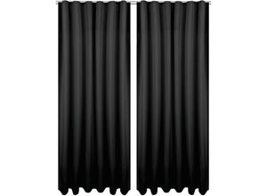 4251028151328 - Bestlivings - Dekoschal Ellen mit Universalband 2er Pack inkl Raffhalter & Raffhaken Größe 140 x 145cm Farbe schwarz - black - Schwarz