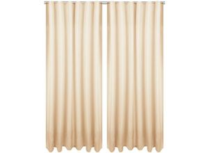 4251028151373 - Bestlivings - Dekoschal Ellen mit Universalband 2er Pack inkl Raffhalter & Raffhaken Größe 140 x 145cm Farbe beige - creme - Beige