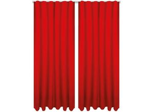 4251028151540 - Bestlivings - Dekoschal Ellen mit Universalband 2er Pack inkl Raffhalter & Raffhaken Größe 140 x 245cm Farbe rot - kaminrot - Rot