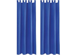 4251028151649 - Bestlivings - 2er Set Dekoschal mit Schlaufe inkl Raffhalter & Haken blau in 140x145 cm - Blau