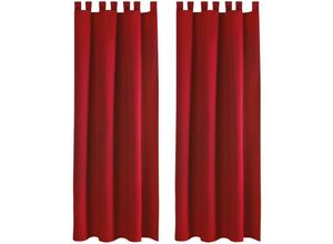 4251028151793 - 2er Set Dekoschal mit Schlaufe inkl Raffhalter & Haken rot in 140x175 cm - Rot