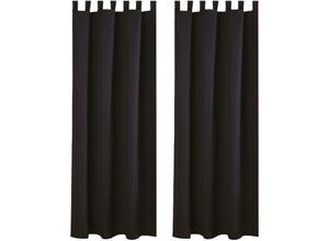 4251028151816 - Bestlivings - 2er Set Dekoschal mit Schlaufe inkl Raffhalter & Haken schwarz in 140x175 cm - Schwarz