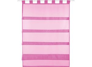 4251028172217 - Bestlivings - pinke Bistrogardine Transparent mit Schlaufen in 80x110 cm ( BxL ) in vielen Varianten erhältlich - Pink