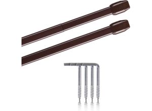 4251028174761 - Bestlivings - Vitragestangen 2er Pack ausziehbar 2 Gardinenstangen mit Schraubhaken (Farbe braun Größe 60-90cm ) - Braun