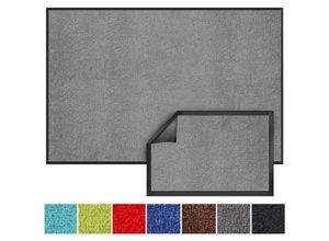 4251041629309 - Floordirekt - Schmutzfangmatte Monochrom Silbergrau 90 x 150 cm - Silbergrau