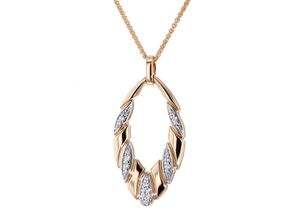 4251043794791 - Anhänger mit Kette 585 Roségold Glänzend 21 Zirkonia weiß