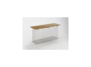 4251062712424 - Gabiona - Gartenbank 102 x 50 x 32 cm teak mw 5 x 5 cm feuerverzinkt