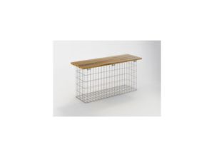 4251062712431 - Gabiona - Gartenbank 102 x 50 x 32 cm teak mw 5 x 10 cm feuerverzinkt