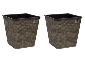 4251083902682 - Pflanzkübel aus Polyrattan 2er Set 415 x 415 x 38 cm cappuccino