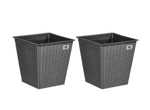 4251083903115 - Pflanzkübel aus Polyrattan 2er Set 32 x 32 x 32 cm grau