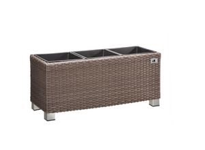 4251083903276 - Pflanzkübel Polyrattan 78 x 27 x 34 cm für Innen und Außen Kunststoffeinsatz mocca