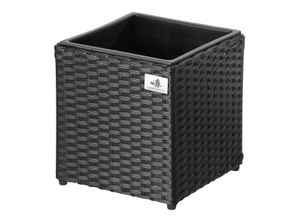 4251083911523 - Pflanzkübel Polyrattan 28 x 28 x 28 cm für Innen und Außen Kunststoffeinsatz 4-Faser schwarz